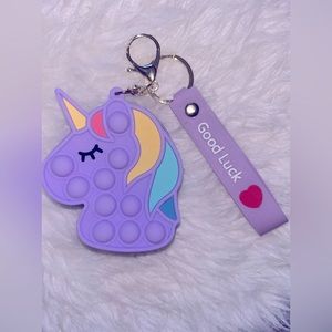 Pop it Bubble Unicorn Sensory Fidget keychain coin pouch
